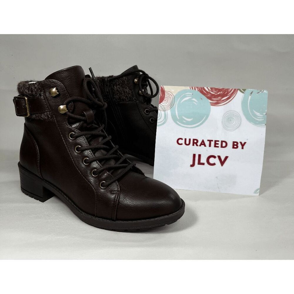 Style & Co Women's Gaiel Lace Up Cold Weather Lug Sole Boots - Chocolate 5.5M